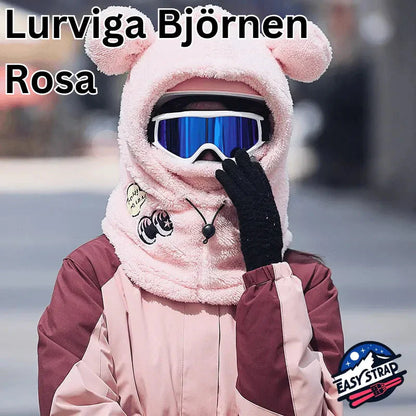Skidhuvan | Gör skidåkningen roligare Easy Strap TJÅKKO Lurviga Björnen - Rosa