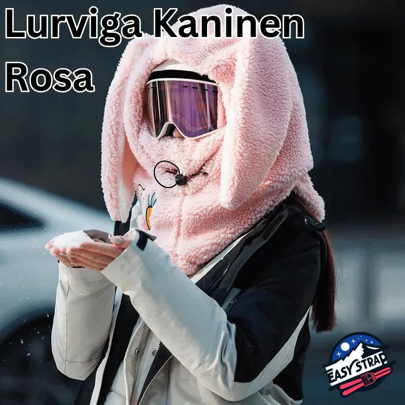 Skidhuvan | Gör skidåkningen roligare Easy Strap TJÅKKO Lurviga Kaninen - Rosa