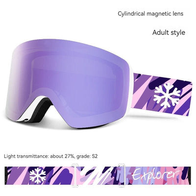 Magnetic Double - Layer Anti Fog Ski Goggles - Easy Strap