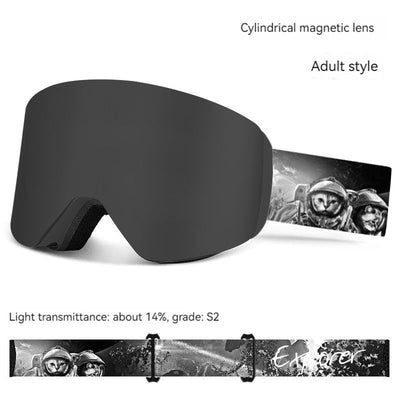 Magnetic Double - Layer Anti Fog Ski Goggles - Easy Strap