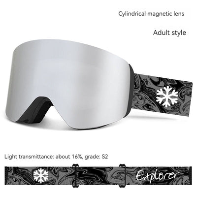 Magnetic Double - Layer Anti Fog Ski Goggles - Easy Strap